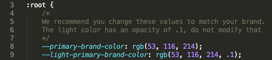 RGB snippet of CSS file