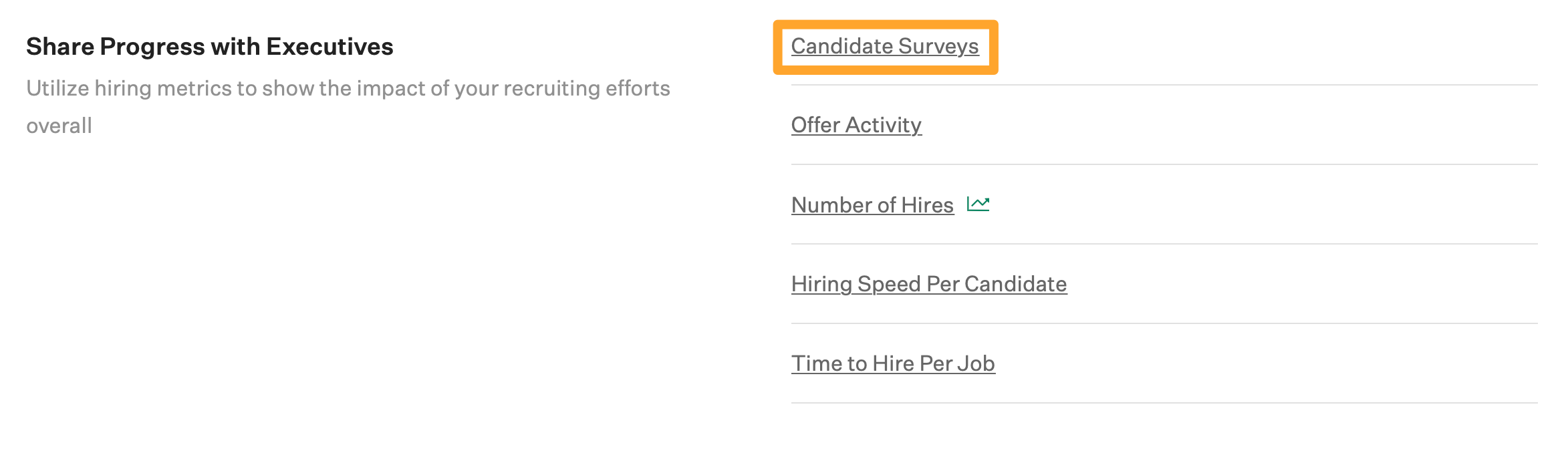 Screenshot of candidate surveys report button