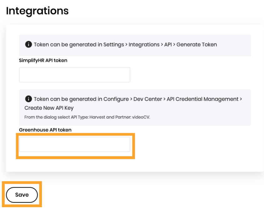 Screenshot of the integrations page. 