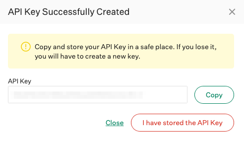 Screenshot of Copy API key button