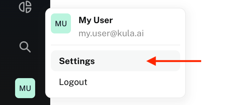 Kula platform shows the Settings page