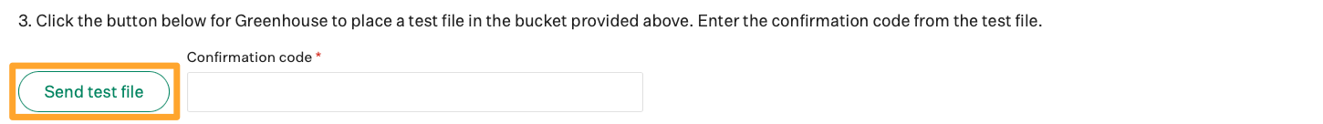 Send test file button highlighted by a marigold emphasis box