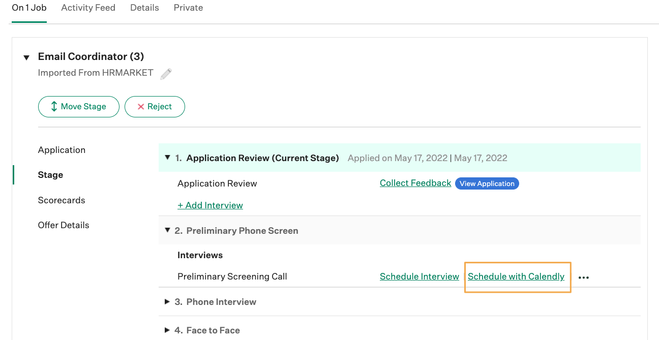 Calendly integration Greenhouse Support