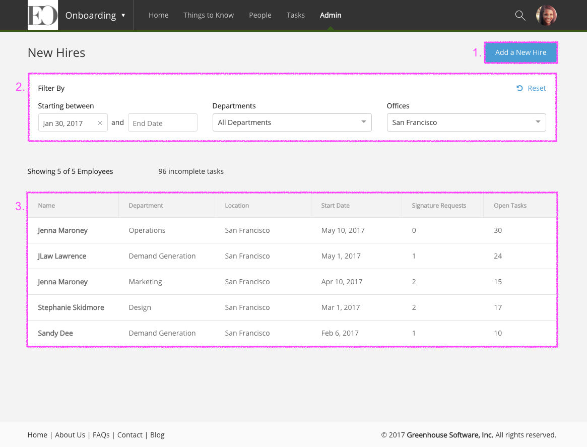 Greenhouse Onboarding New Hire Dashboard Greenhouse Support