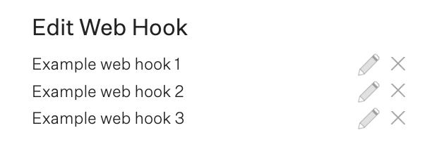 Edit Web Hook section shows 3 example web hooks