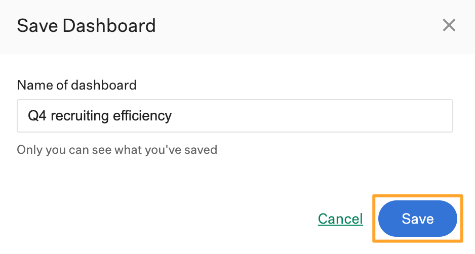 An example dashboard named Q4 Recruiting Efficiency is saved