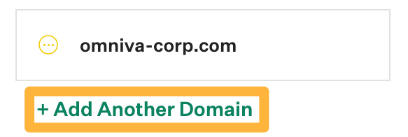 Screenshot of the add another domain link