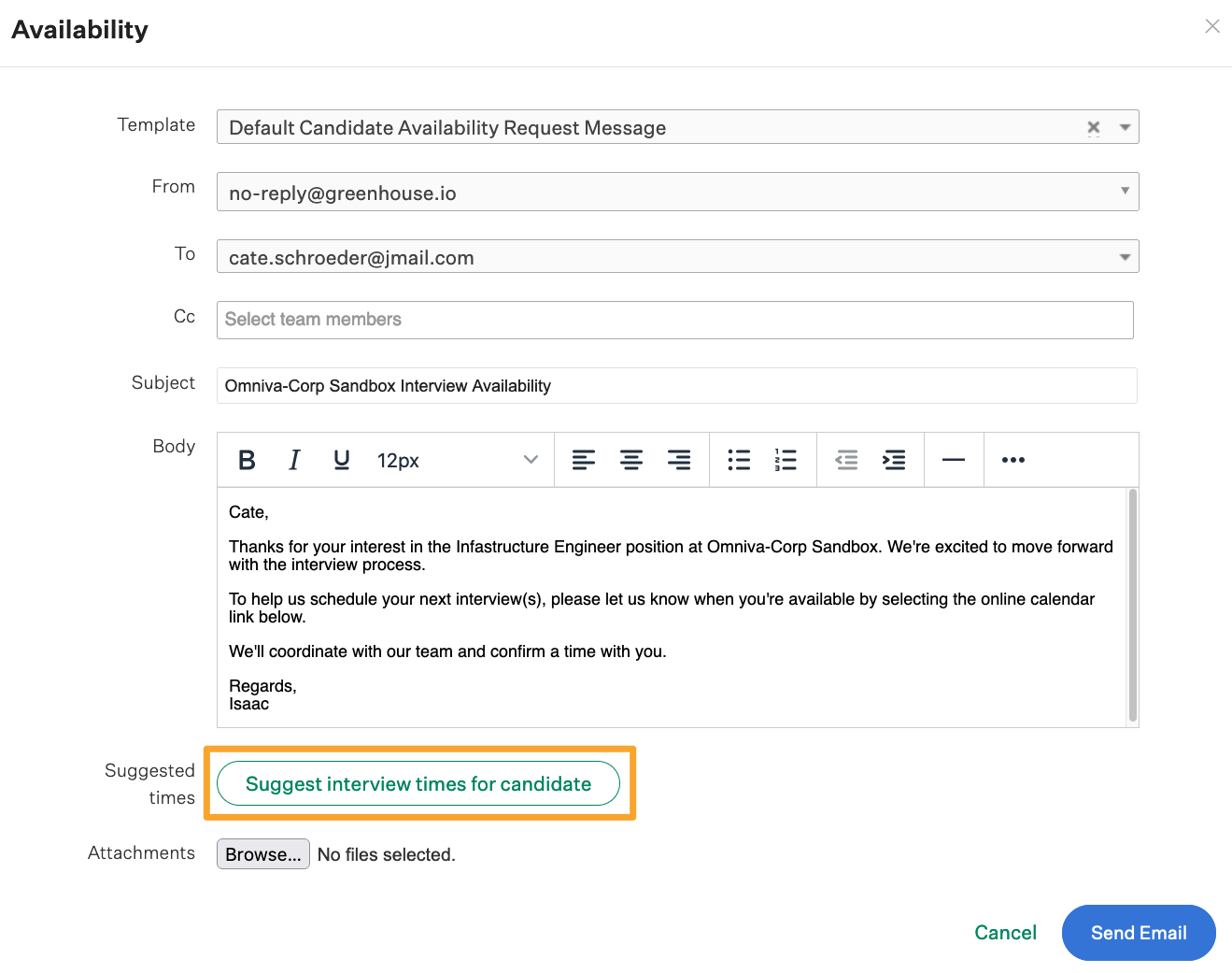 Outlook 365 integration – Greenhouse Support