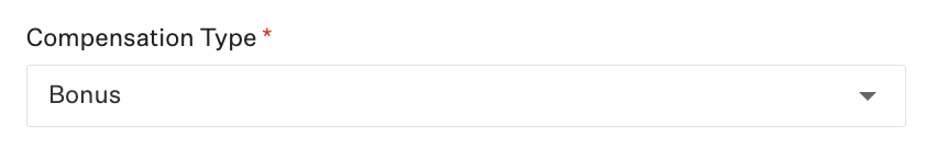 Compensation type section of the offer field page with dropdown