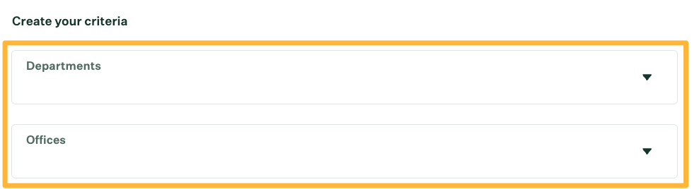 Orange box highlighting the Create your criteria section of the Internal job board notifications settings window