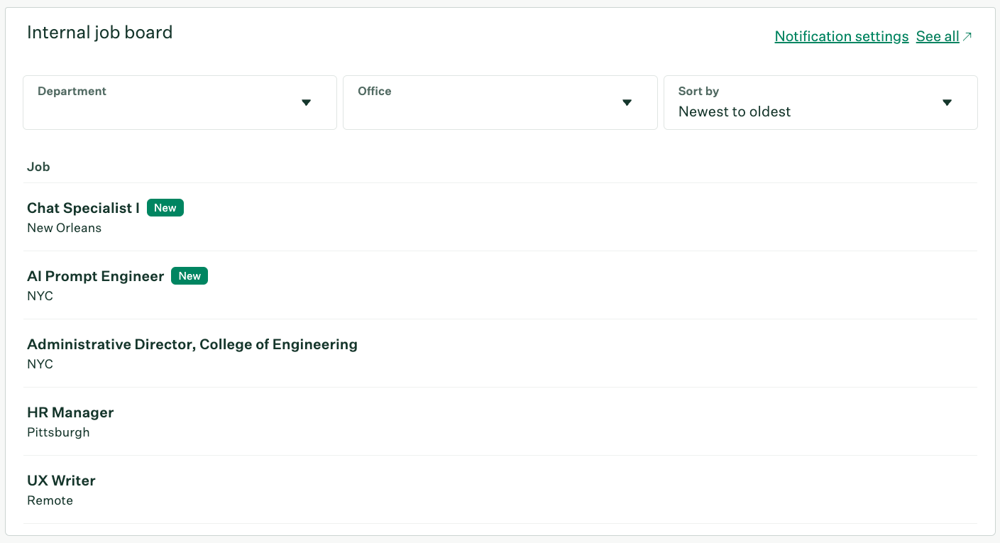 Greenhouse Recruiting dashboard