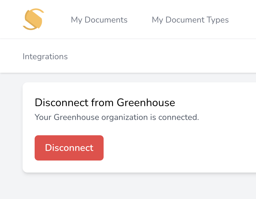 Your Greenhouse Recruiting integration is connected in text next to Red Disconnect button on Silatus