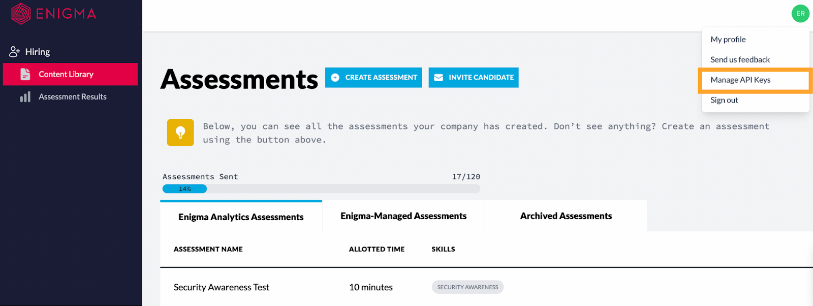 Manage_API_Keys_highlighted_in_marigold_on_Enigma_s_Assessments_dashboard.png