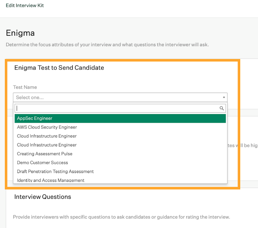 Enigma_test_form_highlighted_in_marigold_within_Greenhouse_Recruiting_interview_kit.png