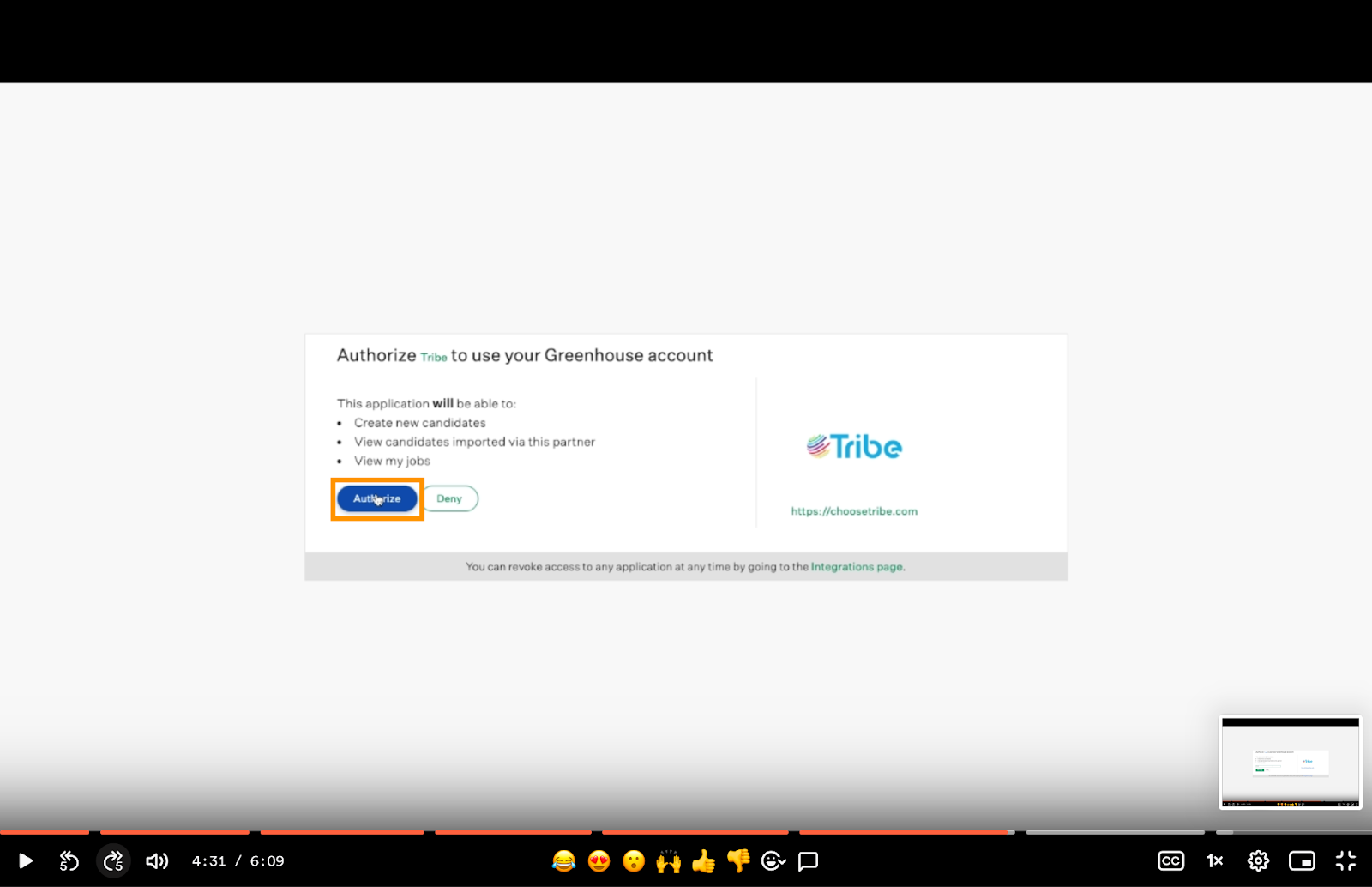 Tribe platform shows Authorize button