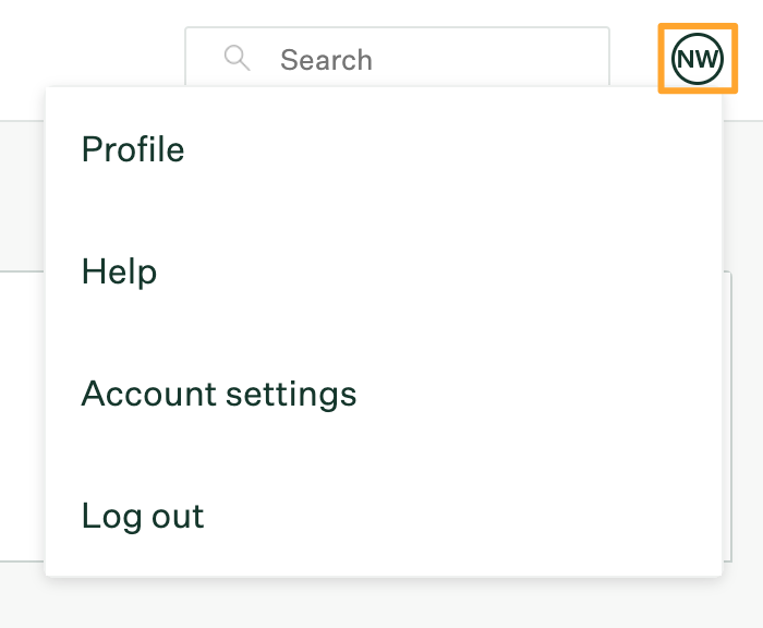 Greenhouse_Onboarding_profile_initials_button_with_profile_settings_dropdown_menu_displayed_on_homepage.png