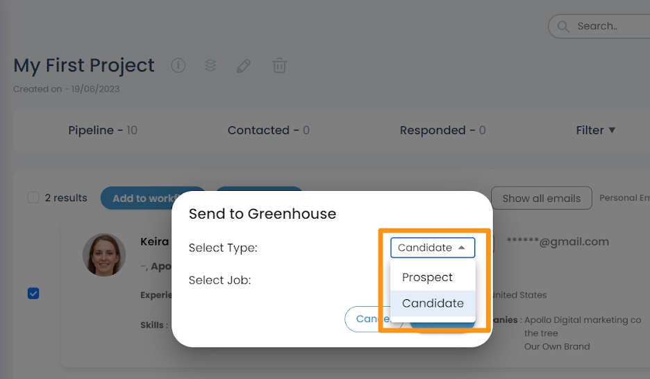 Send candidate or prospect to Greenhouse selection.png