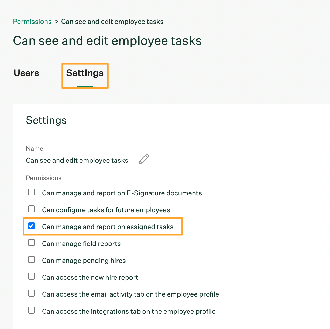 Can manage and report on assigned tasks permission enabled in custom access role