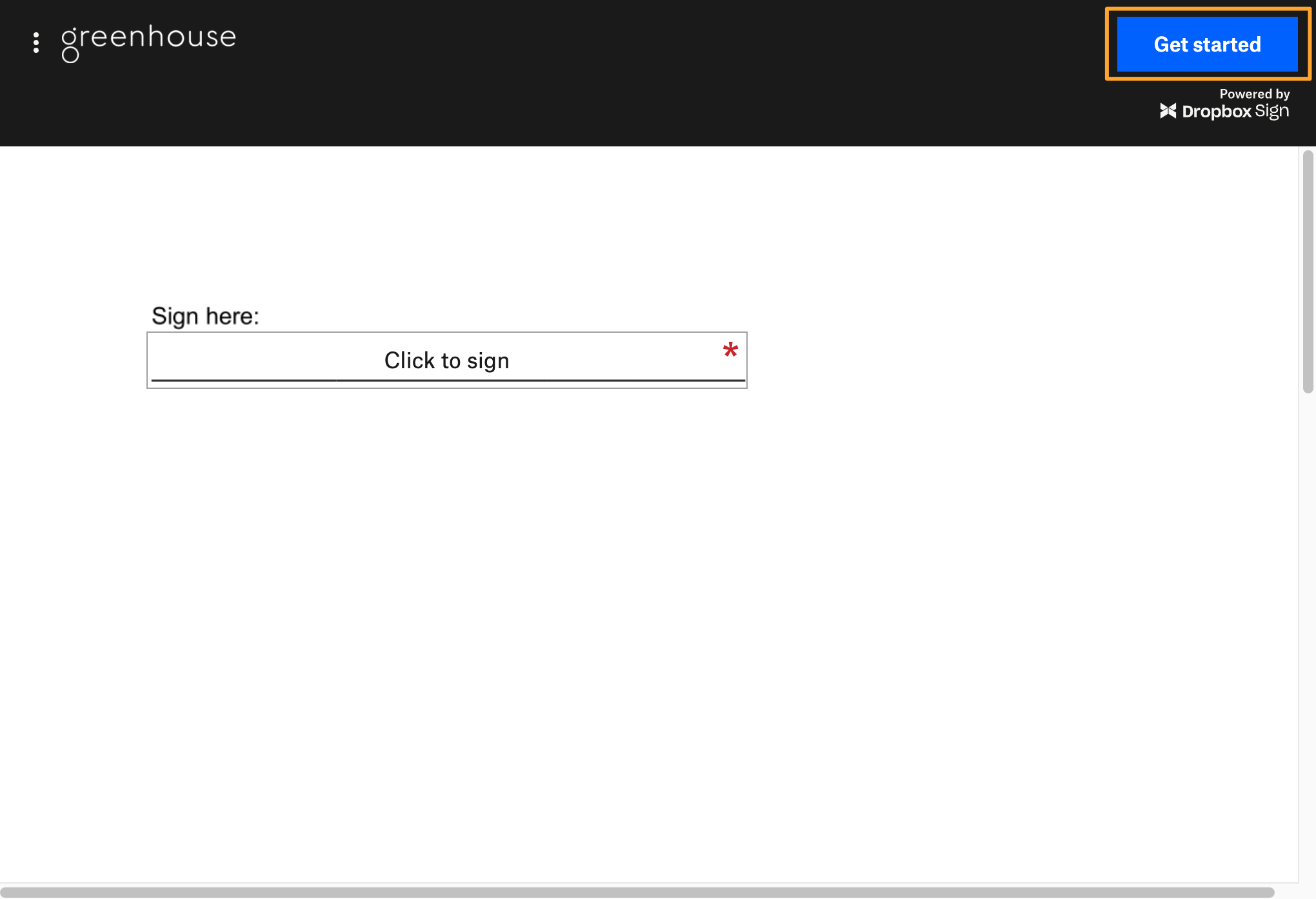 E-Signature dialog box with Get started button highlighted