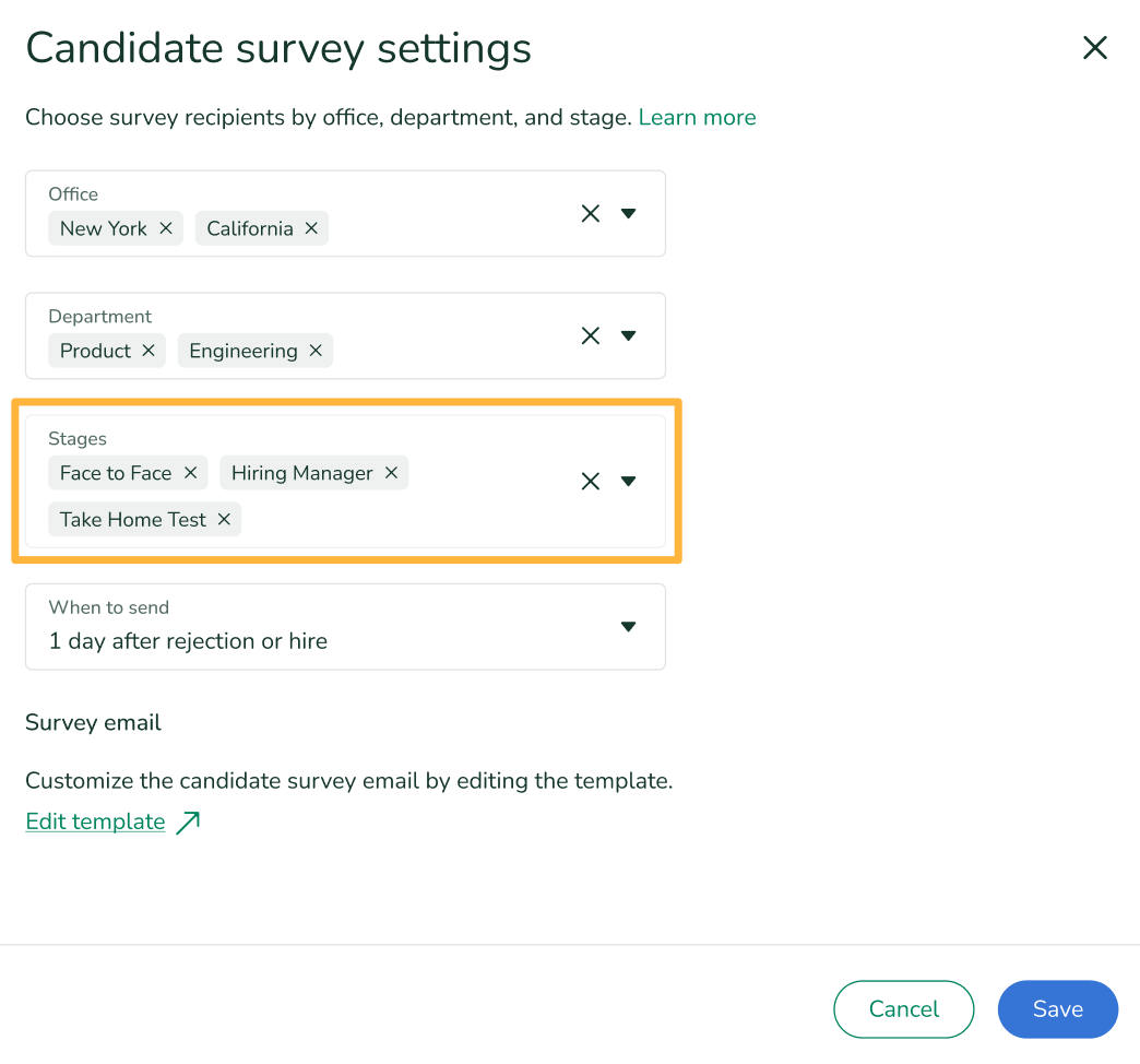 Settings page with an orange box around the Stages section.png