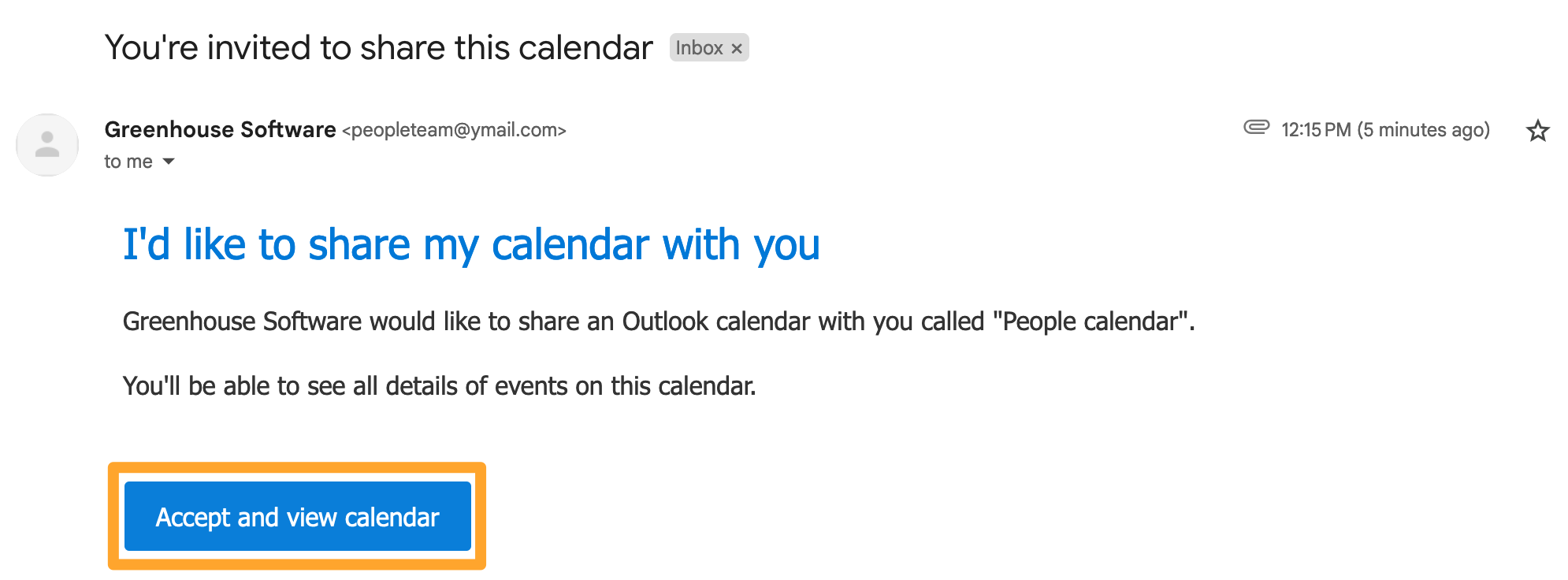 An example email shows an invite to a shared calendar on Outlook 365