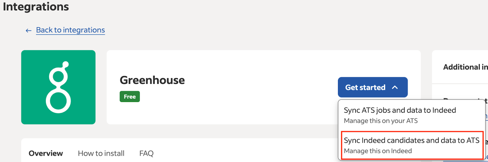 Indeed Candidate Sync integration Greenhouse Support