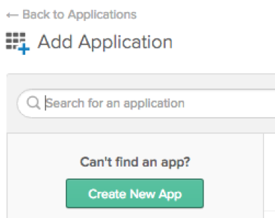 Add new application page with Create new app button