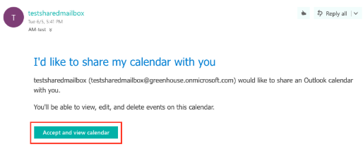 An example user is shown accepting a new shared calendar invitation