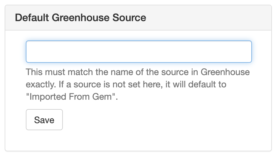 Screenshot of the default Greenhouse source window