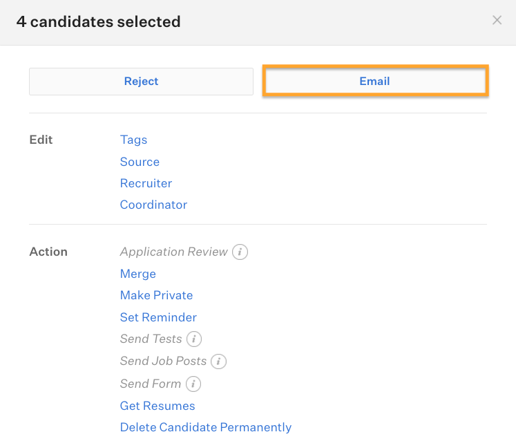 Email candidates in bulk – Greenhouse Support