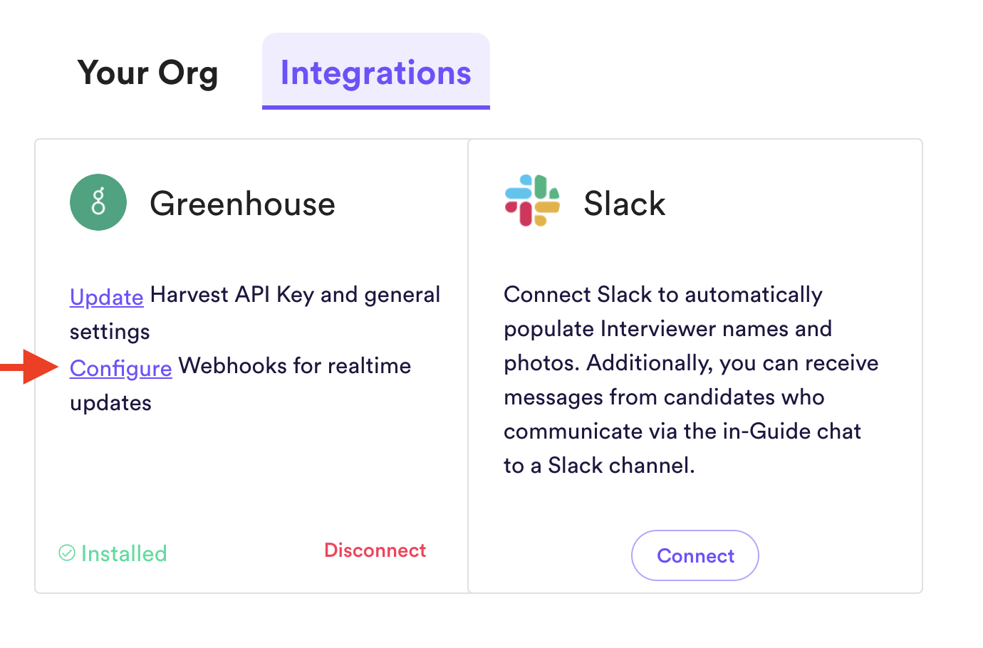 Guide integration – Greenhouse Support