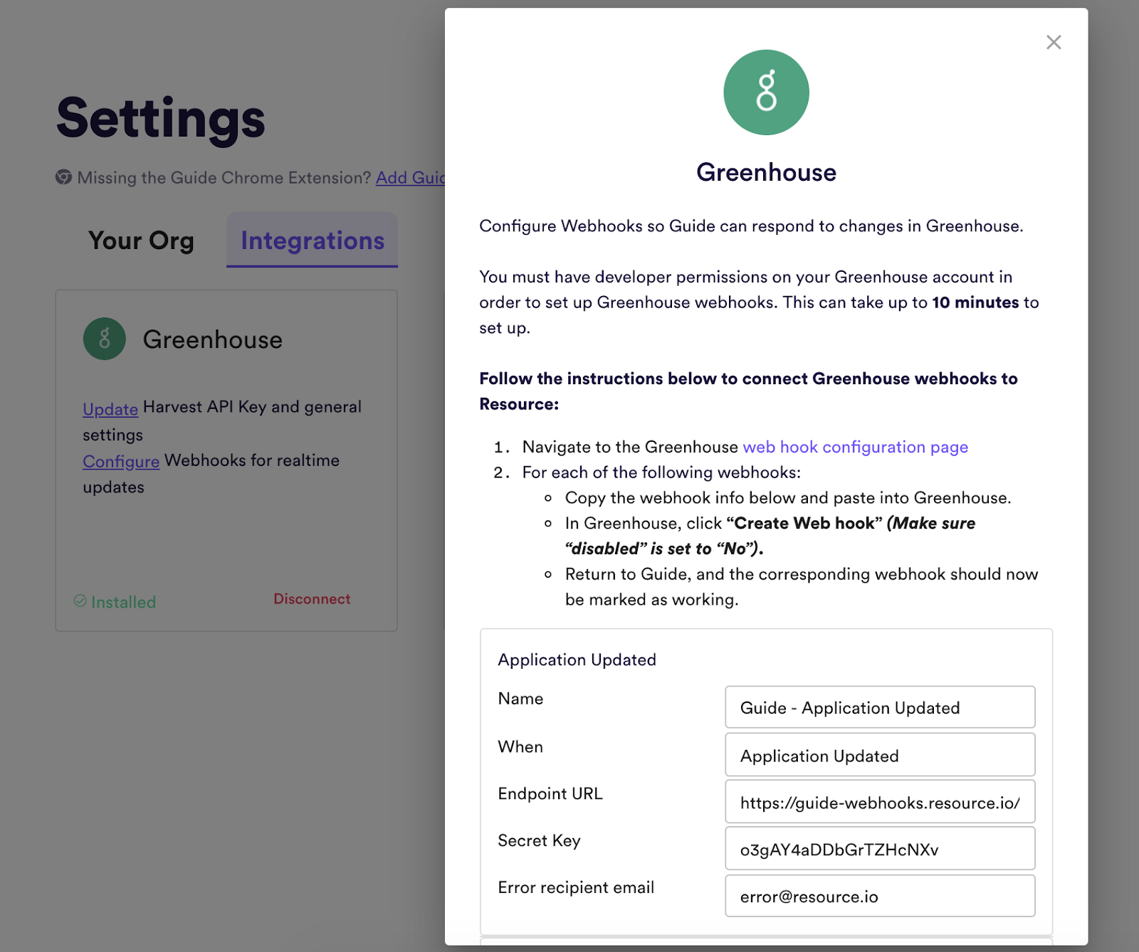 Clinch integration – Greenhouse Support