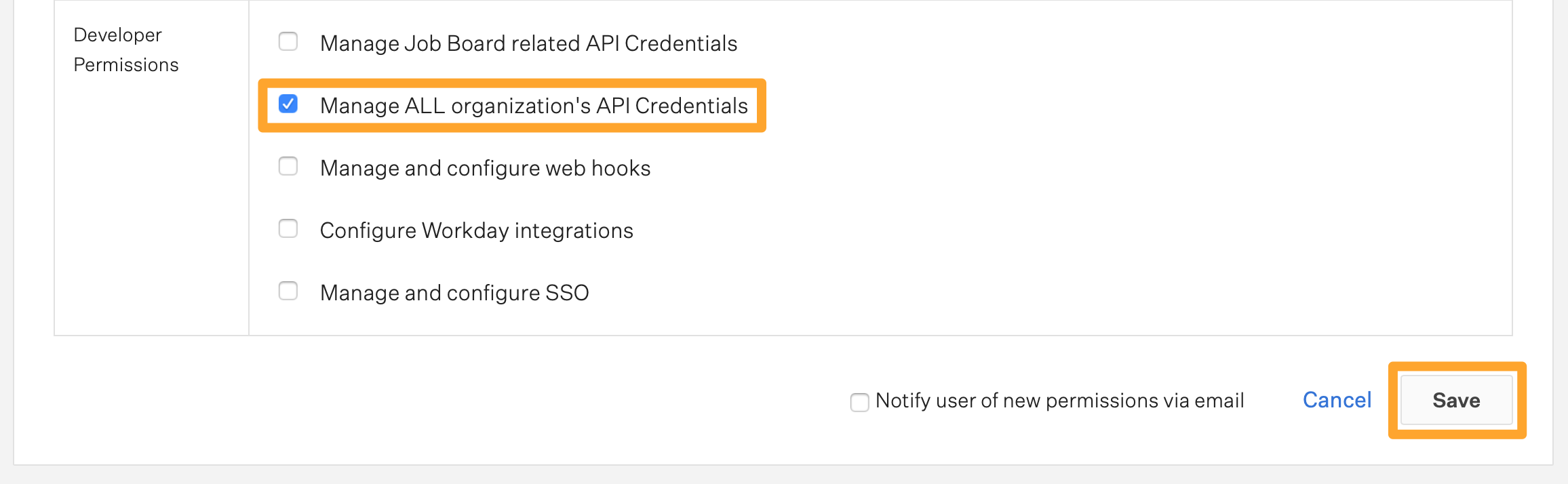 Permission: Can manage ALL organization's API credentials