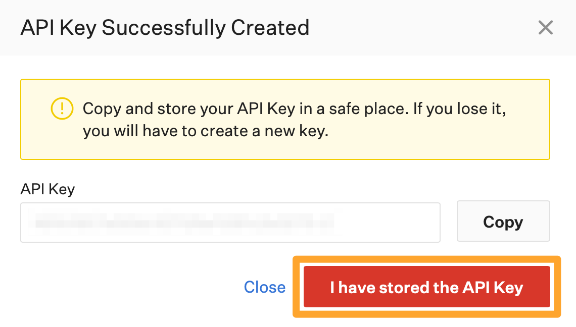 I have stored the API key