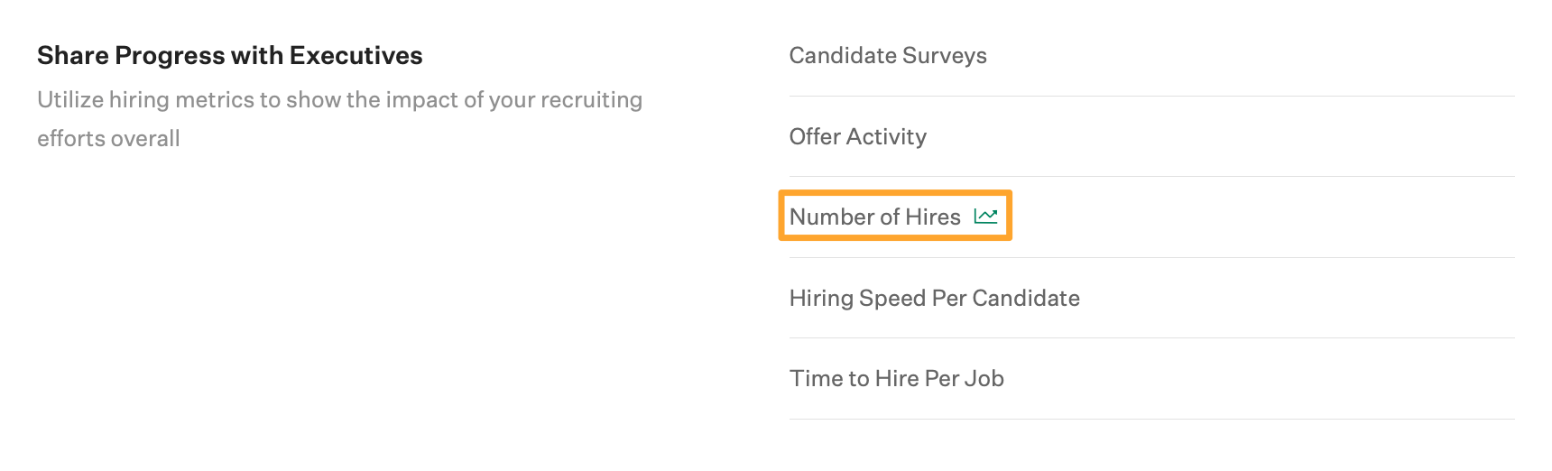 Screenshot of the number of hires report button