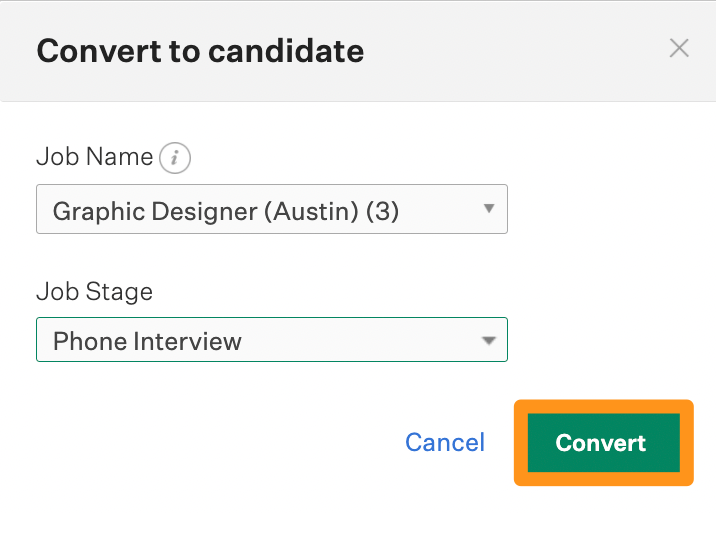 Screenshot of convert to candidate window