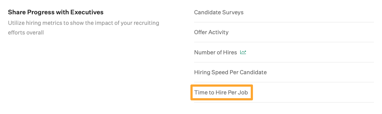 Screenshot of time to hire per job report button