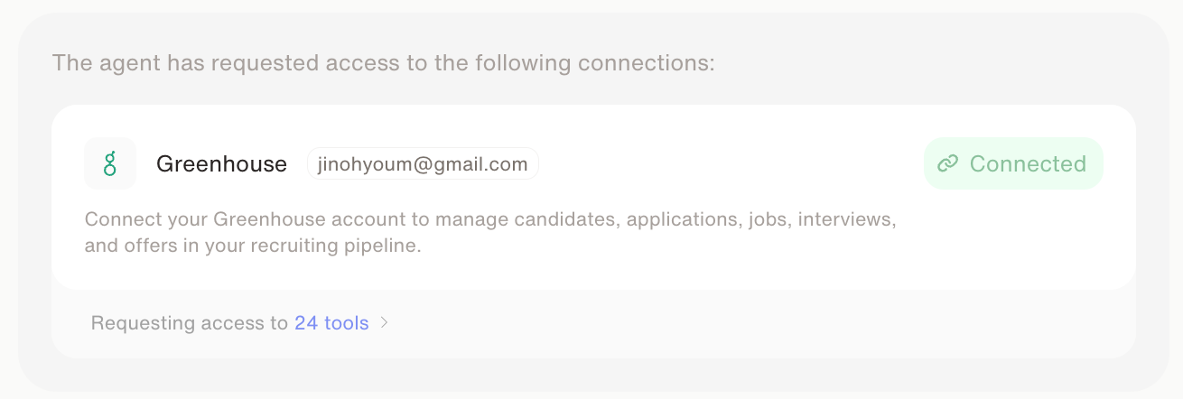 Dataleap interface showing active Greenhouse connection