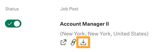 Download icon on a job post to export as a PDF