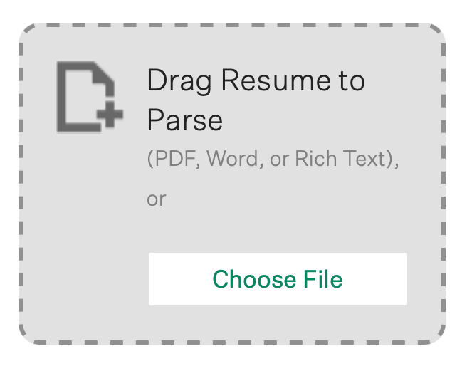 Screenshot of the drag resume to parse box
