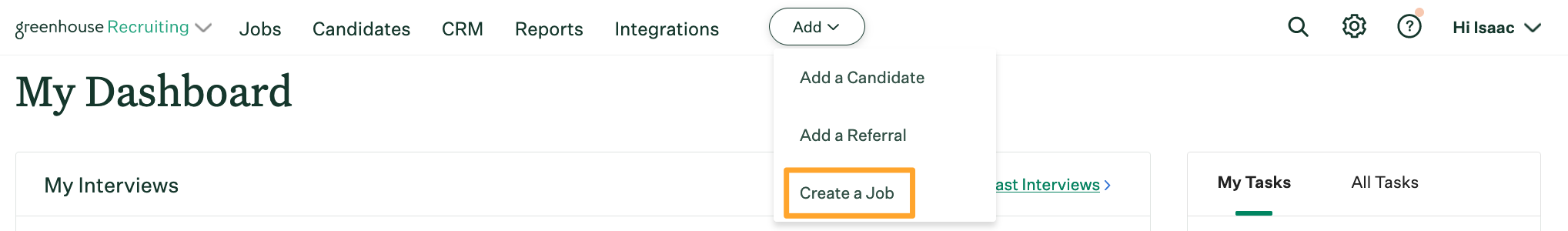 Create job menu