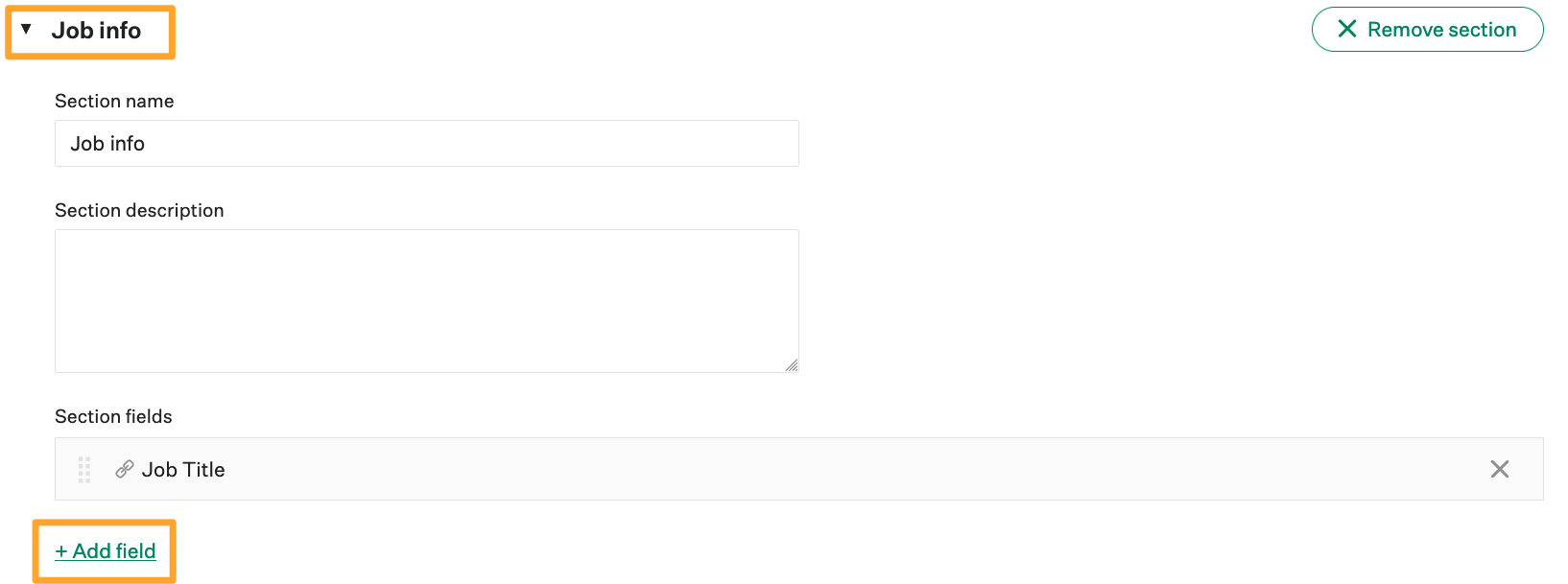 Job info with add field question