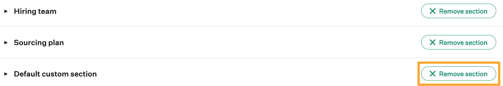 Remove section button