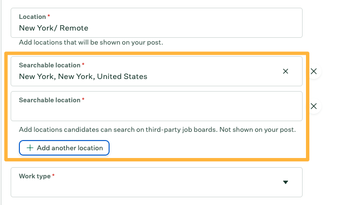 Searchable locations fields
