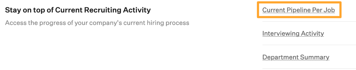 Screenshot of the current pipeline per job button