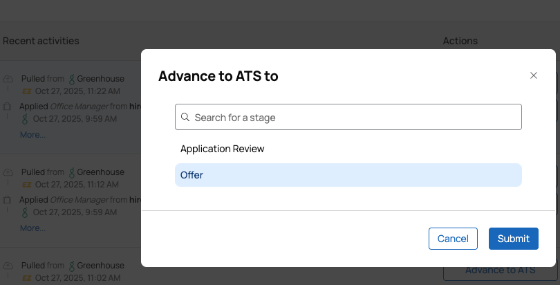 Move application stage dialog in hireEZ