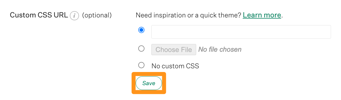 Screenshot of the custom css url section