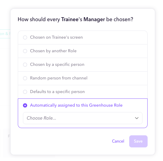 Donut onboarding journey role-selection settings showing Greenhouse role mapping