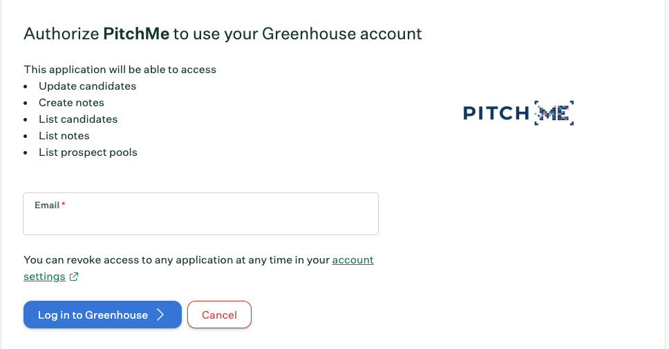 Greenhouse Site Admin login screen