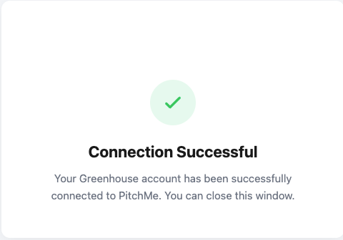 PitchMe authorization confirmation screen